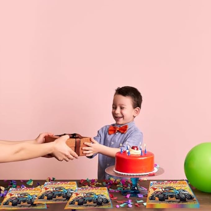 MONSTER TRUCKS BIRTHDAY NAPKINS, PACK OF 24, 33 X 33 CM, MONSTER TRUCK NAPKINS, RACING CAR NAPKINS, TABLE DECORATION, BIRTHDAY, DIGGER TRACTOR NAPKINS FOR CHILDREN'S BIRTHDAY OR THEME PARTY - Image 5